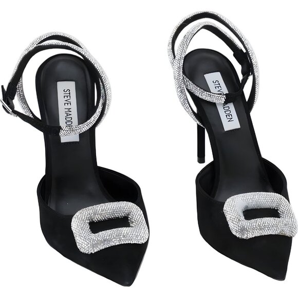 Steve Madden Vienna Rhinestone Slingback Heels Black Women's US 7.5 - Picture 1 of 6